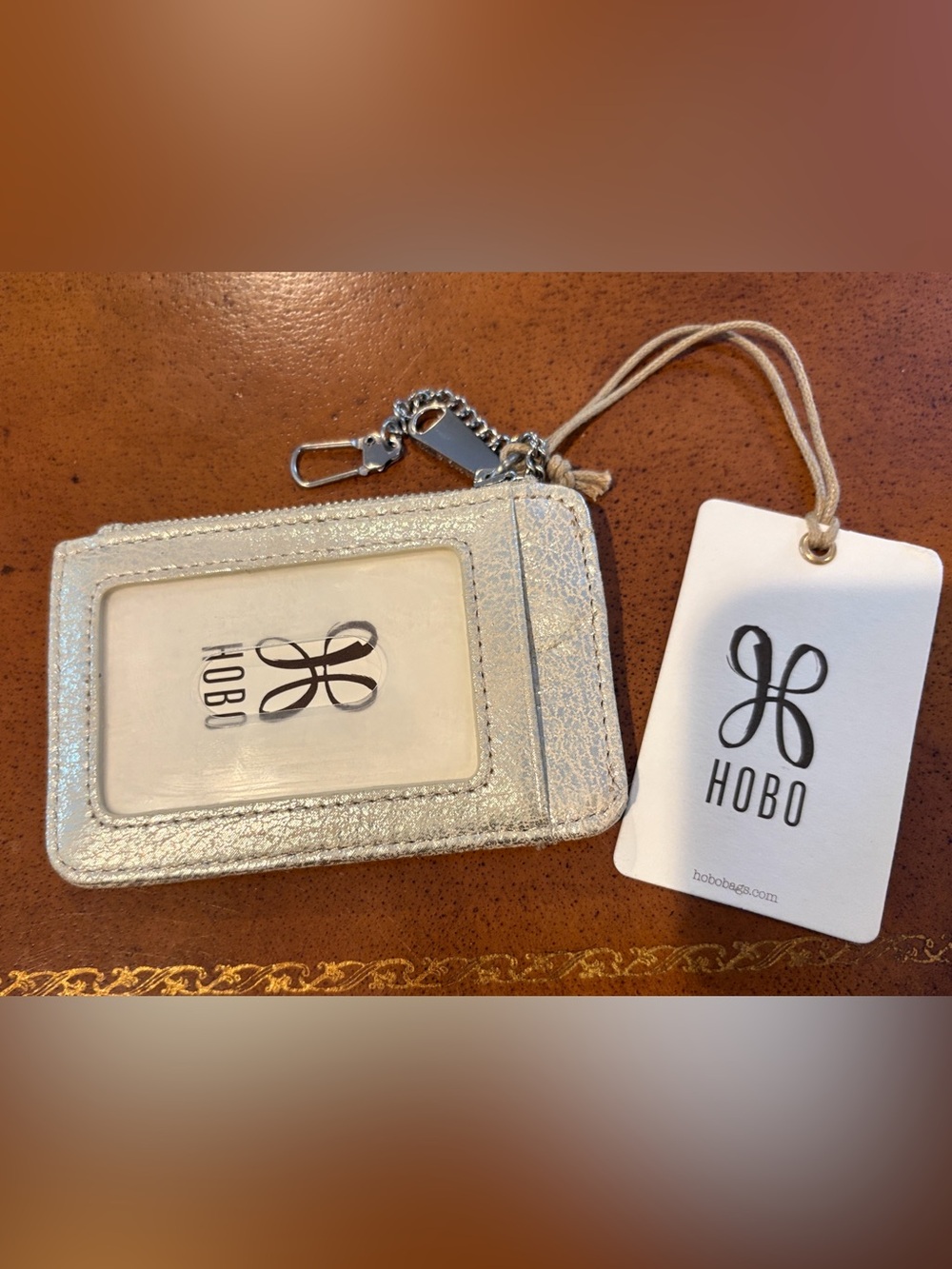 HOBO Metallic Zip Card Holder NWT